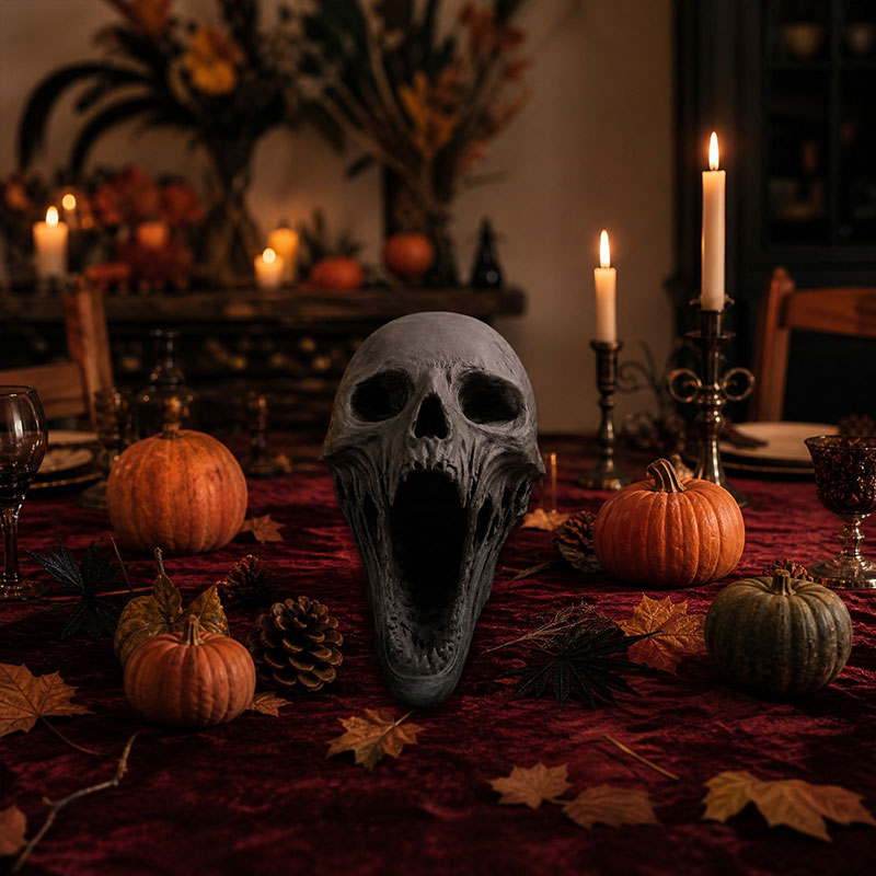 Gothic 3D Demon Skull Sculpture, Horror Skull Decor, Halloween Tabletop Figurine, Dark Gothic Home or Bar Decoration