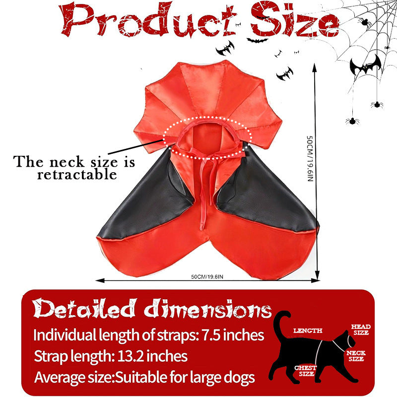 Halloween Vampire Cape for Cats and Dogs, Witch Cloak Pet Costume