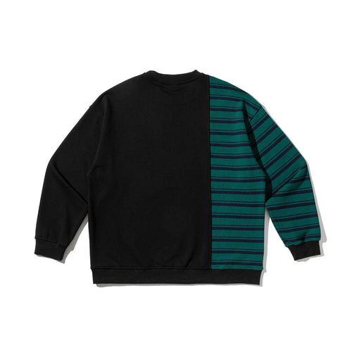 Casual Letter Embroidery Stripe Color Block Loose Hooded Sweatshirt