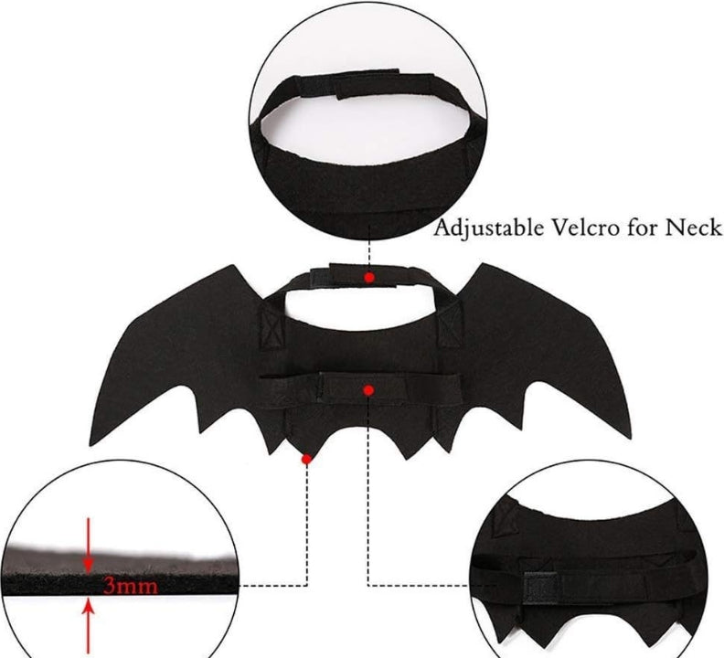 Cute Felt Bat Wings Halloween Costume Accessory for Small Dogs and Cats, Funny Pet Toy