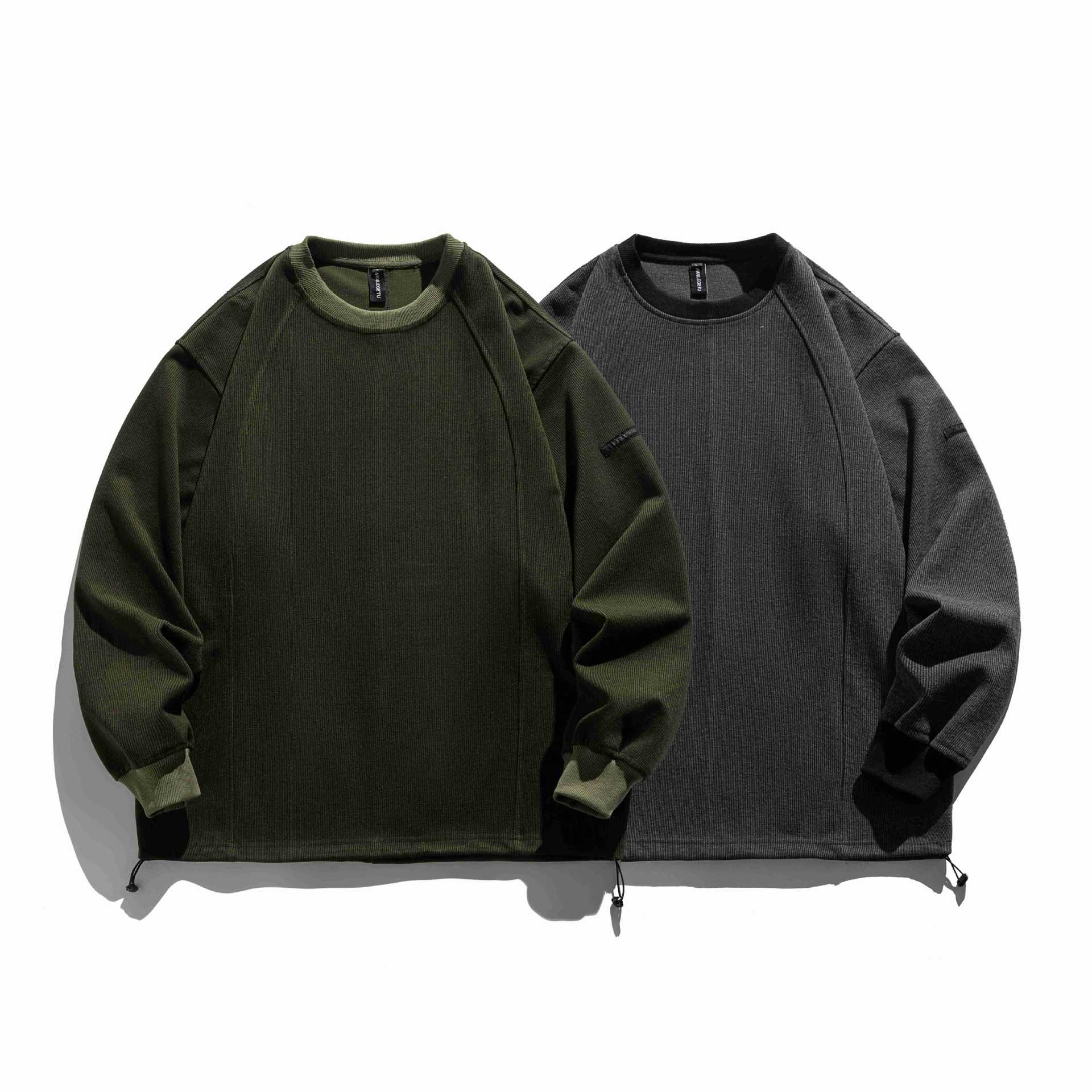 Striped Round Neck Sweater Unisex Loose Casual Pullover Top