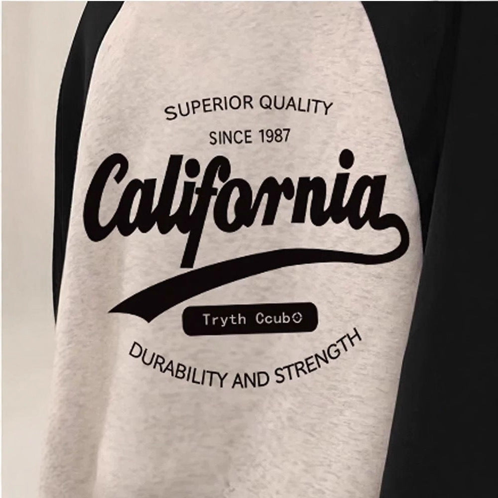 Color-blocked Drop Shoulder Sleeve Lightweight Hoodie for Women