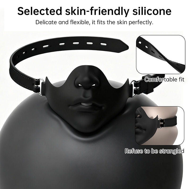 Black Resin Half Mask | Realistic Face Design with Adjustable Straps | Halloween Costume Party Cosplay Decor
