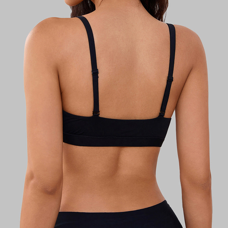 Skim Fine Strap Triangular Cup No Pad Backless Women's Bra Small Bust Non-Empty Cup Deep