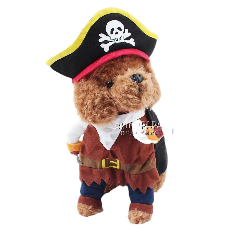 Pet Dog Pirate Costume Universal Two-Legged Pet Clothing Cute Pet Pirate Transforming Outfit
