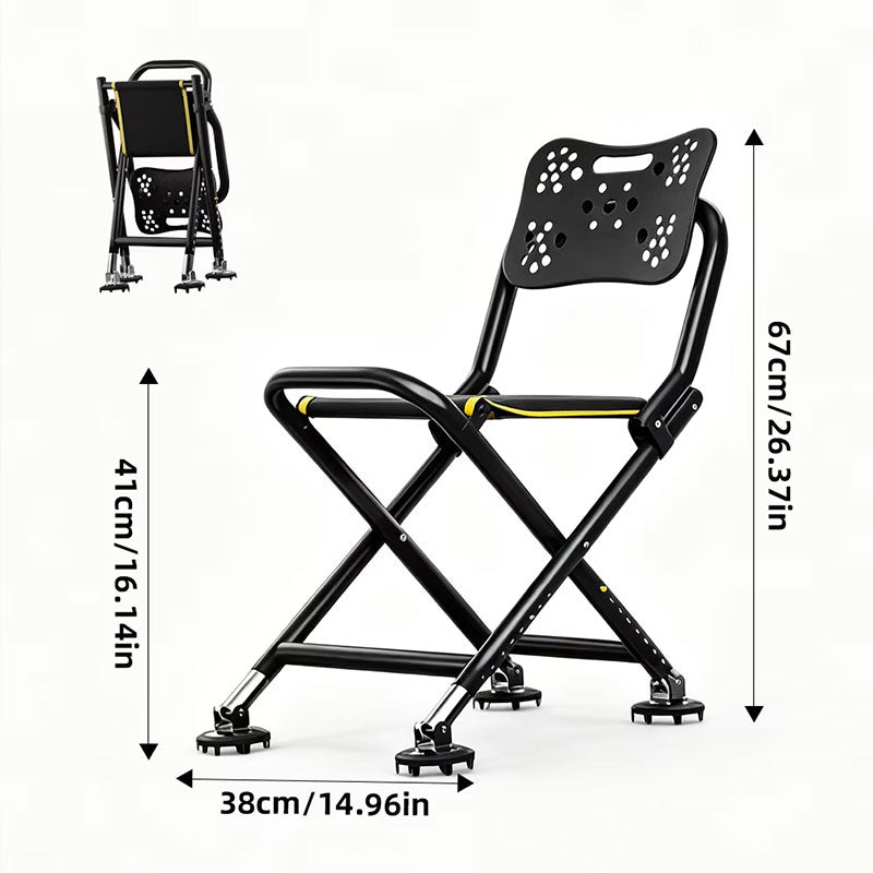 High Back Folding Fishing Chair, Adjustable Legs, Swivel Anti-Slip Feet, Portable Camping Stool for Outdoor, Hiking, Beach