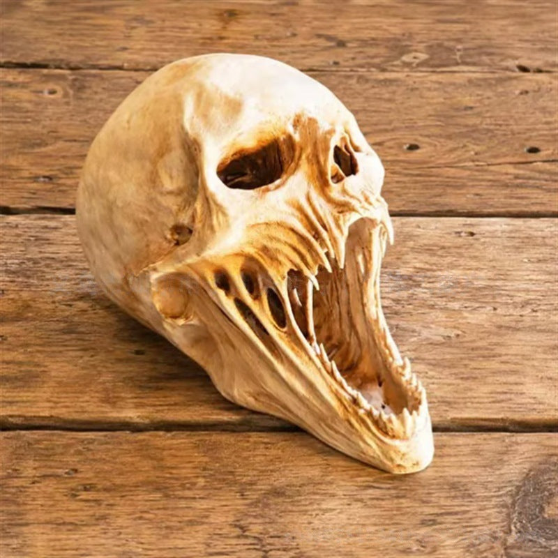 Gothic 3D Demon Skull Sculpture, Horror Skull Decor, Halloween Tabletop Figurine, Dark Gothic Home or Bar Decoration