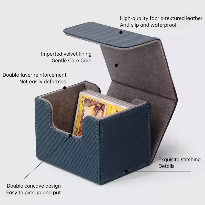 Magnetic Trading Card Storage Box - 100 Card Capacity (Sleeved), Waterproof & Stain Proof Collectors Case