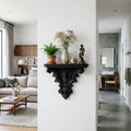 3D Printed Gothic Floating Shelf, Creative Carved Wall Decor, Retro Plant Display Stand for Living Room & Indoor Decor