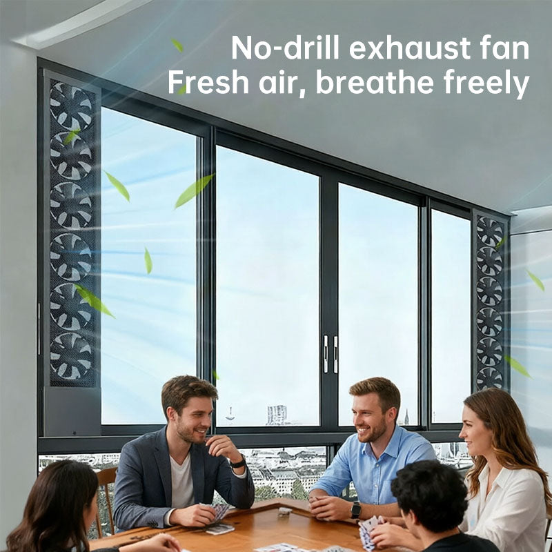 No-Drill Telescopic Window Exhaust Fan, Portable Non-Hole Window Ventilator for Home, European Standard
