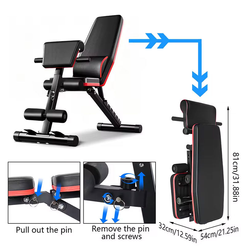 Adjustable Foldable Weight Bench – Multi-Position Dumbbell Bench for Home Gym, Strength Training Workout Equipment