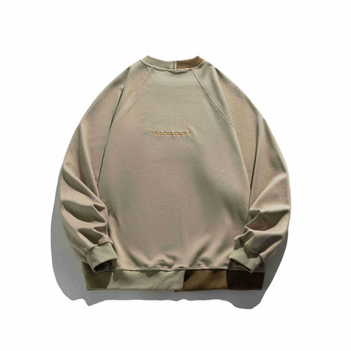 Color-block Splicing Embroidery Design  Long Sleeve Hooded  Loose Fit  Unisex Pullover Hoodie