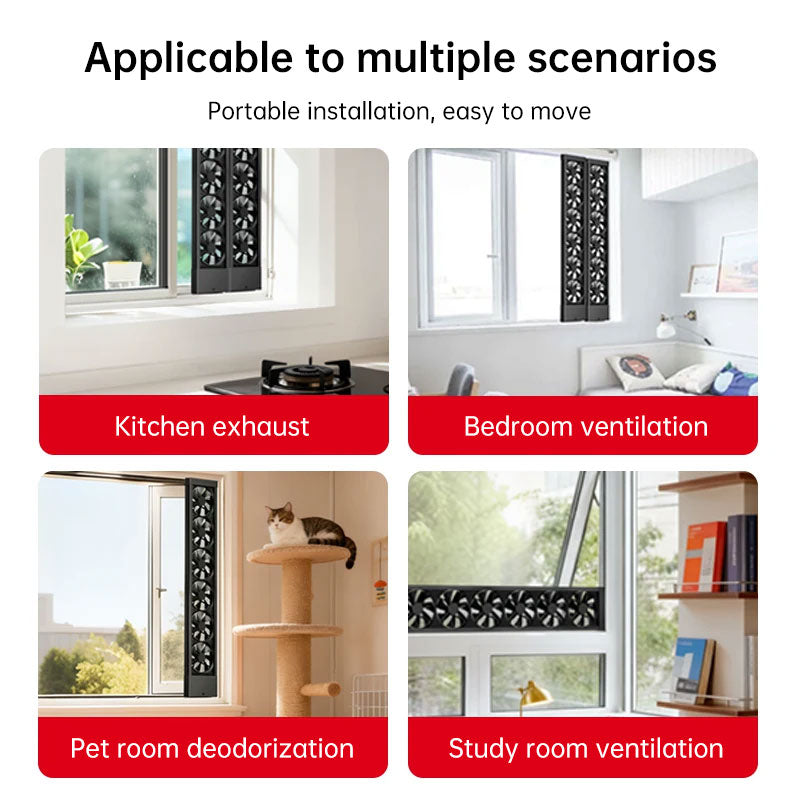 No-Drill Telescopic Window Exhaust Fan, Portable Non-Hole Window Ventilator for Home, European Standard