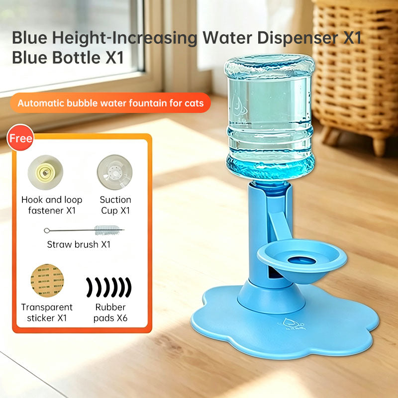 Gravity Cat Water Dispenser, No Electricity, Filter-Free, Adjustable Height Pet Fountain for Cats & Small Dogs