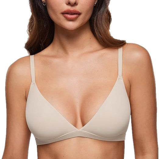 Women's Inbarely Triangular Bra Low-Cut Wire-Free Seamless Bra Soft Comfortable Sexy Underwear