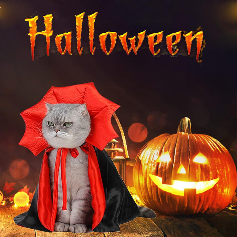 Halloween Vampire Cape for Cats and Dogs, Witch Cloak Pet Costume